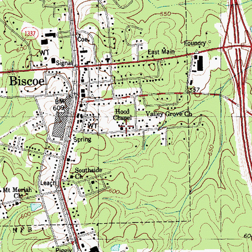 Topographic Map of Hood Chapel, NC