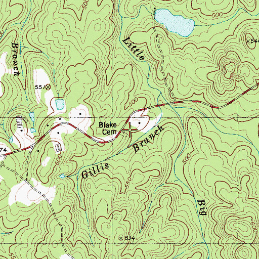 Topographic Map of Blake Cemetery, NC