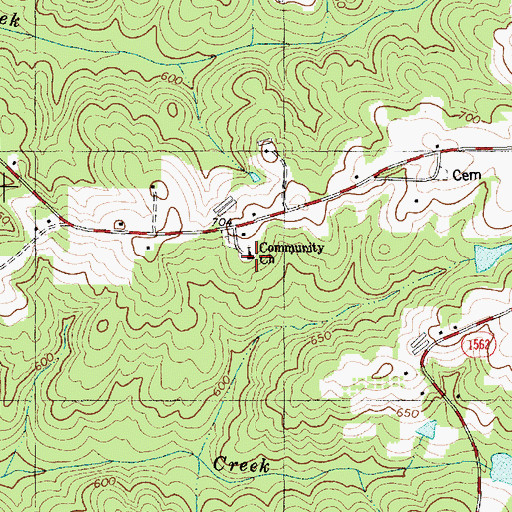 Topographic Map of Community Church, NC