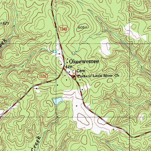 Topographic Map of Forks of Little River Church, NC
