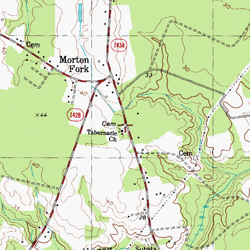 Topographic Map of Tabernacle Church, NC