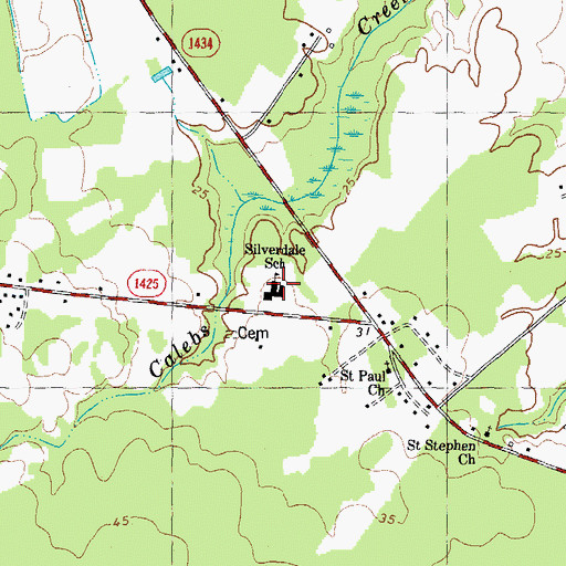 Topographic Map of Silverdaale School, NC