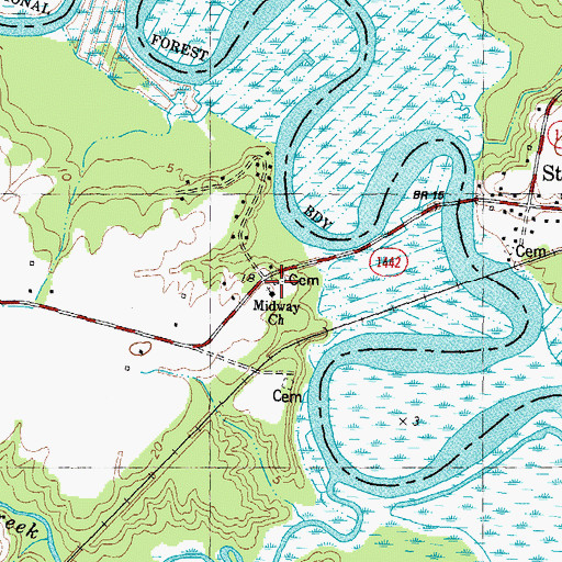 Topographic Map of Midway Church, NC