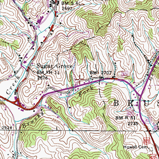 Topographic Map of Little Zion Church (historical), NC