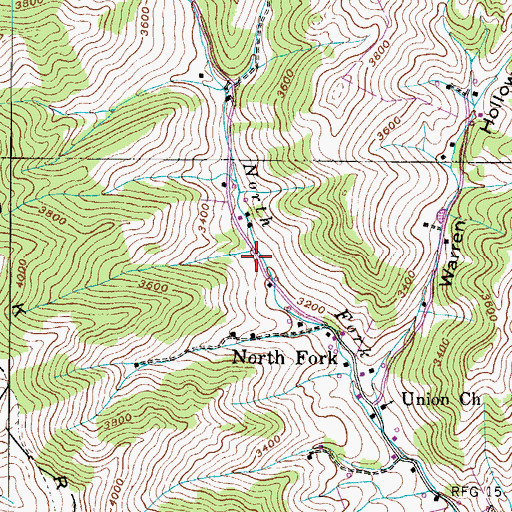 Topographic Map of North Fork School (historical), NC