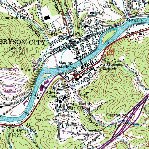 Topographic Map of Valley Village Shopping Center, NC
