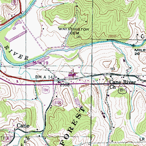 Topographic Map of Cane River High School, NC