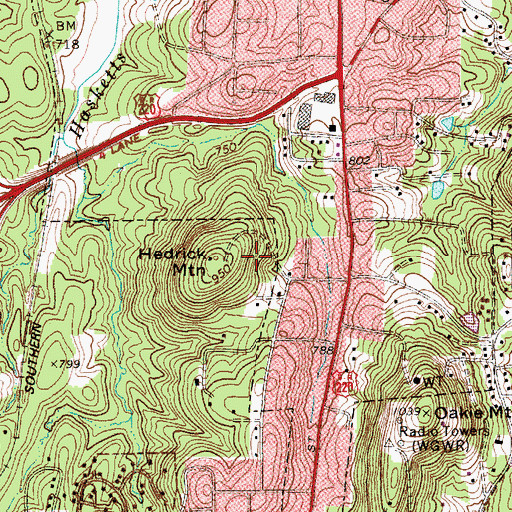 Topographic Map of Hedrick Mountain, NC