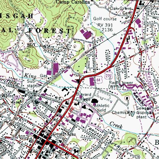 Topographic Map of College Shopping Center, NC