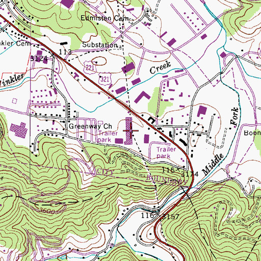 Topographic Map of Southgate Shopping Center, NC