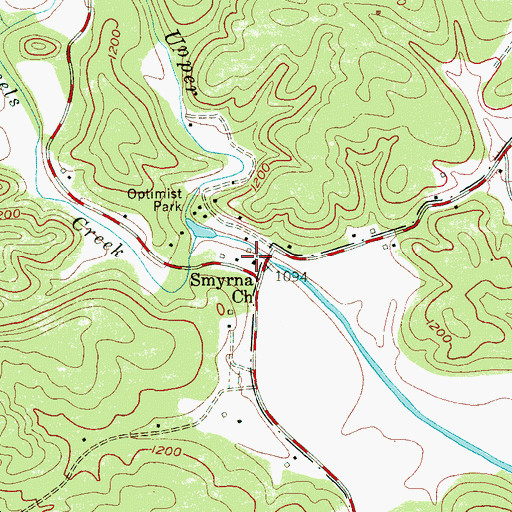 Topographic Map of Smyrna Church, NC