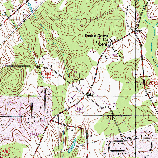 Topographic Map of Meadowbrook Estates, NC
