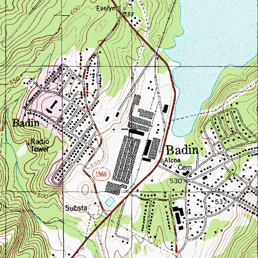 Topographic Map of Alcoa Plant, NC