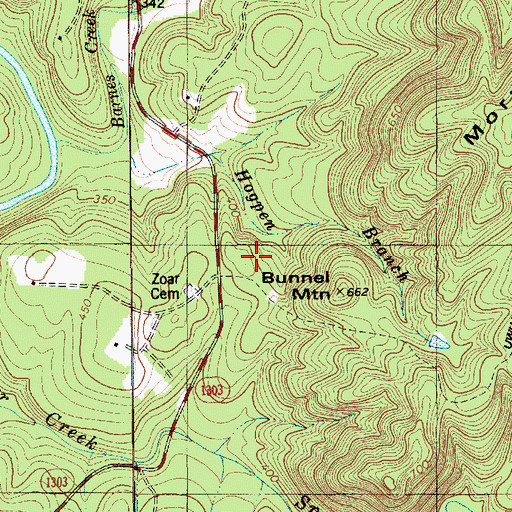 Topographic Map of West Morris Mountain Camp, NC
