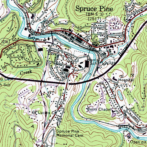 Topographic Map of Brad Ragan Memorial Recreation Park, NC