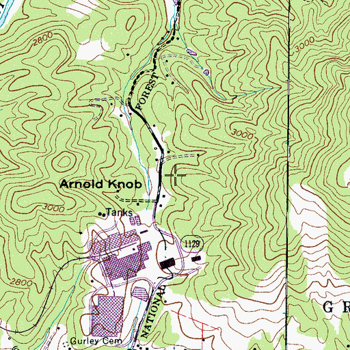Topographic Map of Springmaid Mountain Campground, NC