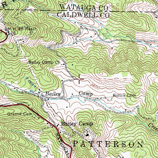 Topographic Map of Apple Ridge, NC