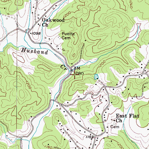 Topographic Map of Corola Hills, NC