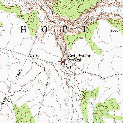 Topographic Map of Red Willow Spring, AZ