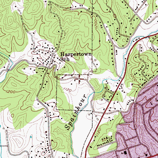 Topographic Map of West Lenoir Baptist Church, NC
