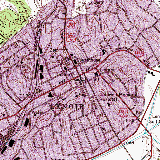 Topographic Map of College Avenue Baptist Church, NC