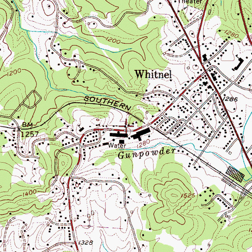 Topographic Map of Whitnel First Baptist Church, NC