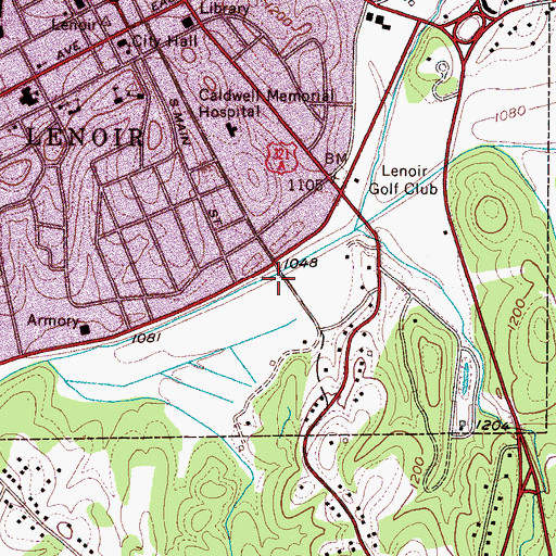 Topographic Map of Mulberry Recreation Center, NC