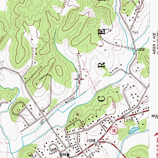 Topographic Map of Queens Acres, NC