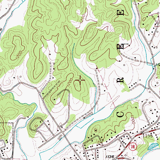 Topographic Map of Charlesmont, NC