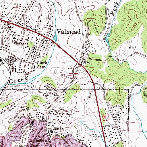 Topographic Map of Calvary Baptist Church, NC