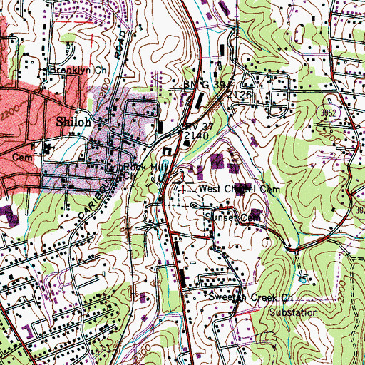 Topographic Map of Arden Plaza, NC