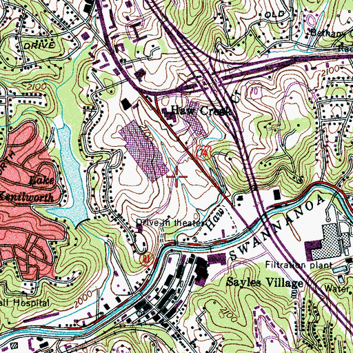 Topographic Map of Asheville Mall, NC