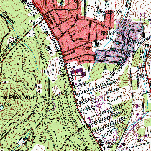 Topographic Map of Biltmore Forest Center, NC