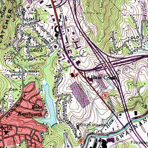 Topographic Map of Biltmore Square, NC