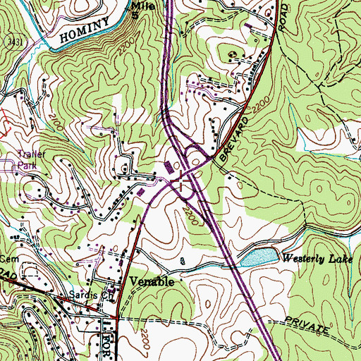 Topographic Map of Biltmore Square, NC