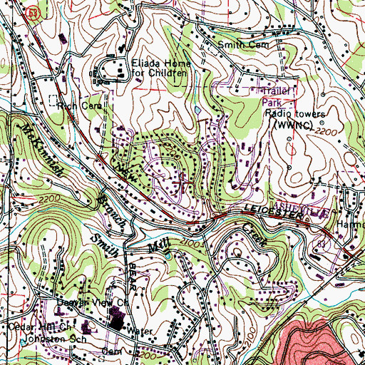 Topographic Map of Eliada Plaza, NC