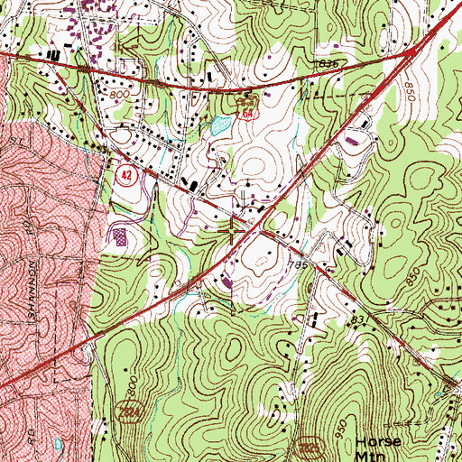 Topographic Map of Crossroads Center, NC