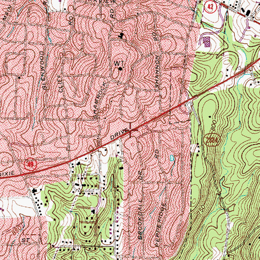 Topographic Map of Hammer Village Shopping Center, NC