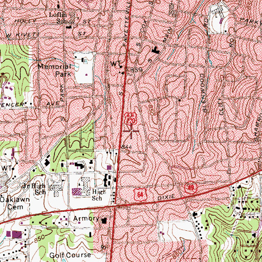 Topographic Map of Hillside Shopping Center, NC