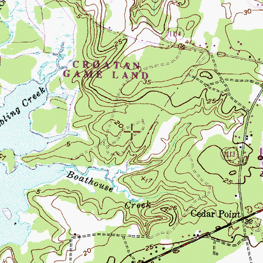 Topographic Map of Cedar Point Recreation Site, NC