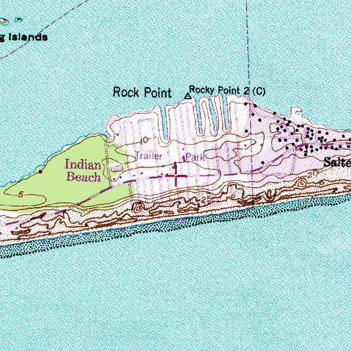 Topographic Map of Indian Beach, NC
