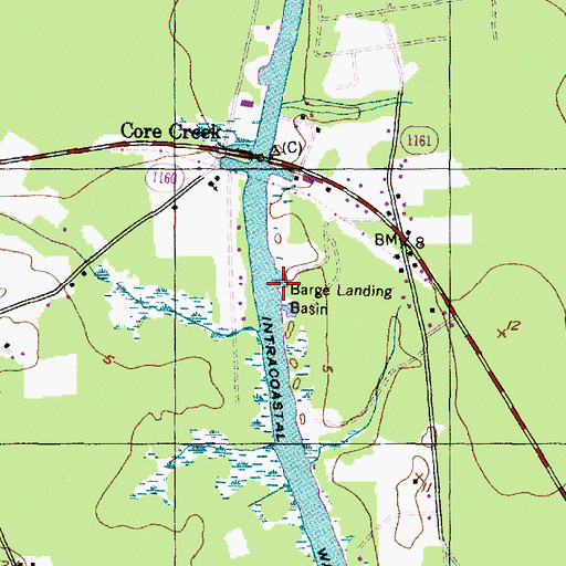 Topographic Map of Barge Landing Basin, NC