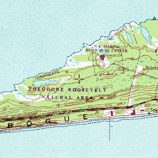 Topographic Map of Theodore Roosevelt Natural Area, NC