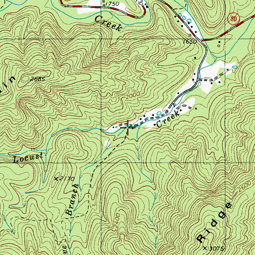 Topographic Map of Bear Cave Branch, NC