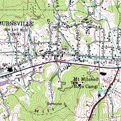 Topographic Map of Toecane School, NC