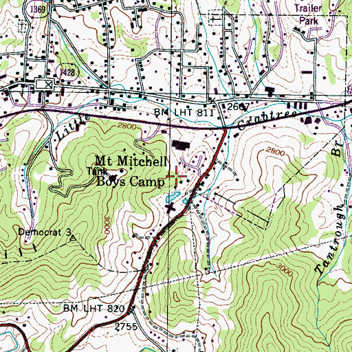 Topographic Map of Mount Mitchell Boys Camp, NC