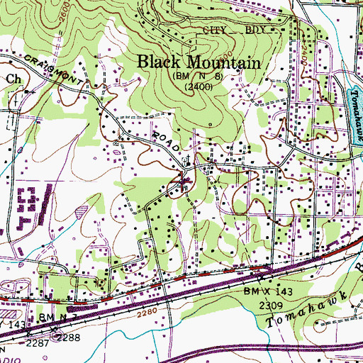 Topographic Map of Black Mountain School, NC