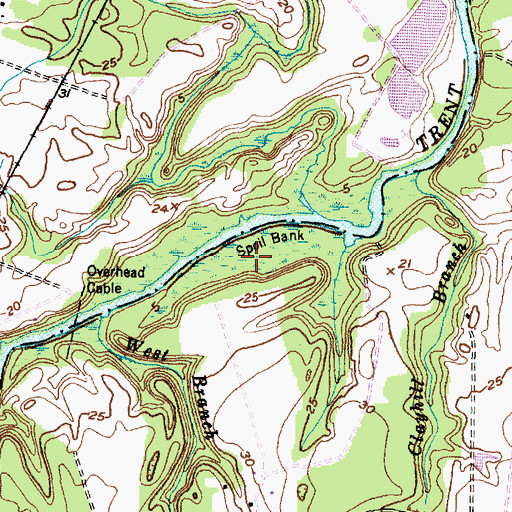 Topographic Map of Spoil Bank, NC