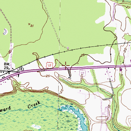 Topographic Map of WJVB Tower, NC
