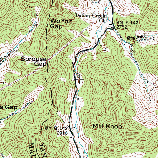 Topographic Map of Indian Creek School, NC